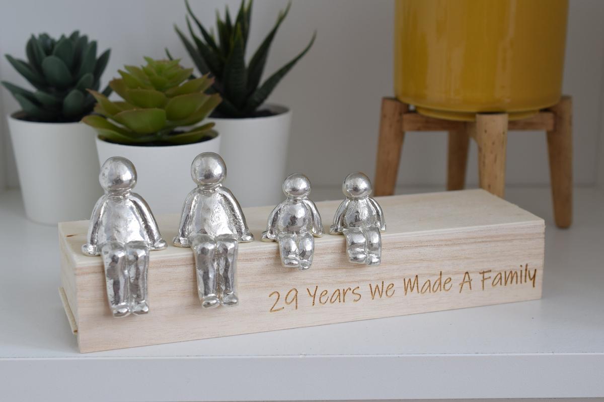 29 Years We Made a Family Sculpture Figurines - 29th Anniversary | Years 1 to 30 Available | Wooden Box Size & Grain Will Vary