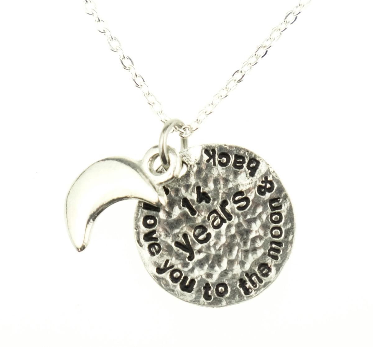 14th Anniversary Necklace - I Love You To The Moon & Back