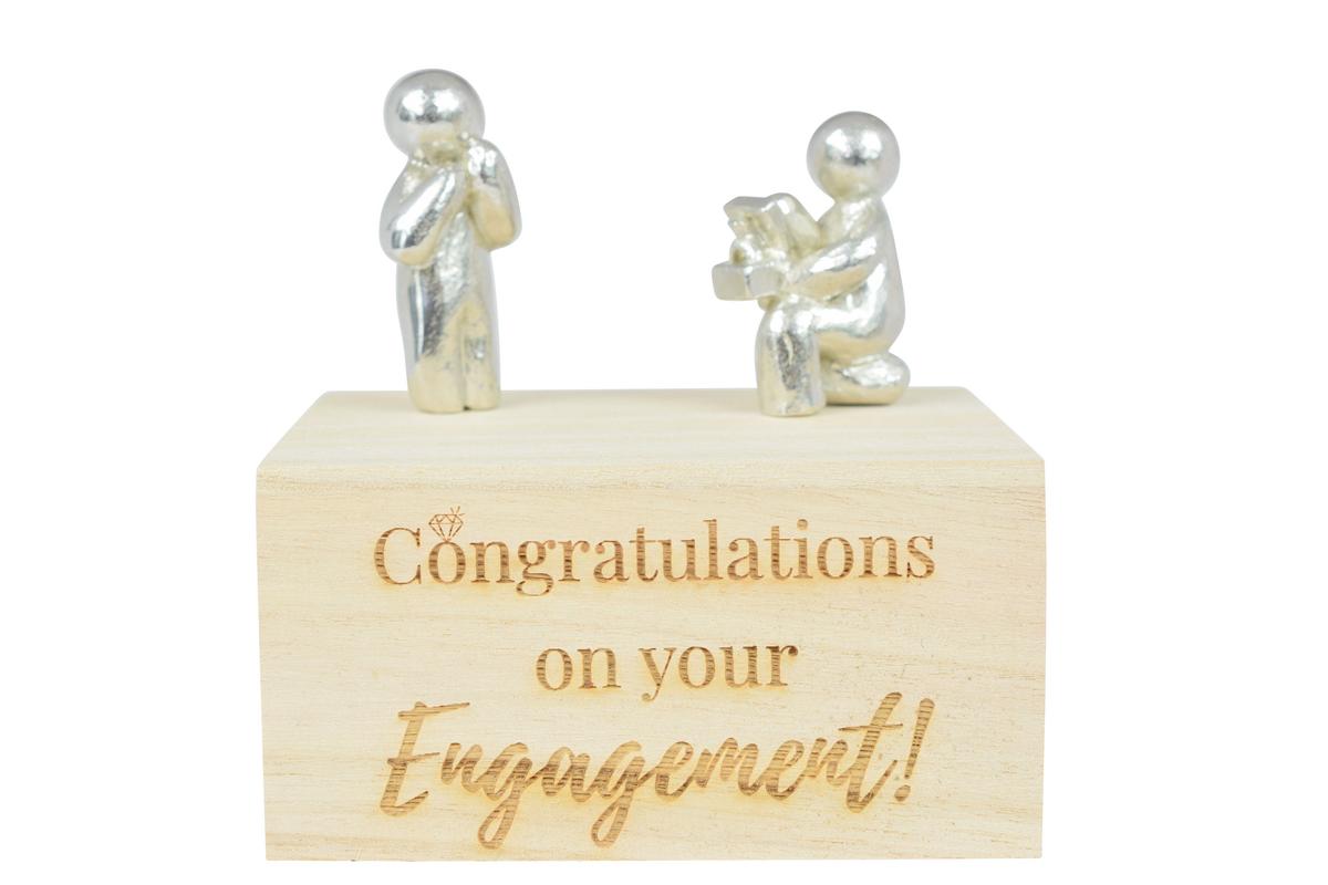 Congratulations on your Engagement Figures on a Wooden Box | Proposal Gift | Engagement Gift | Part of the We Made a Family Range