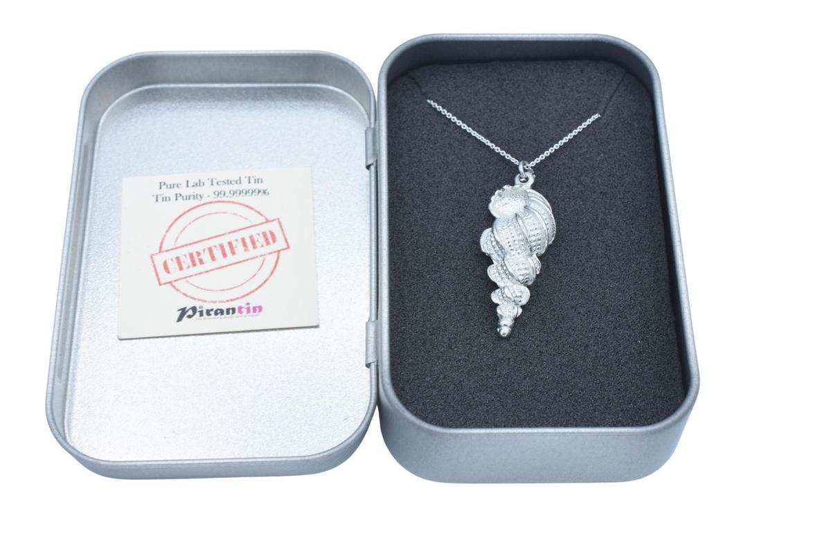 Tin Shell Pendant/Necklace - 10th Wedding Anniversary. Birthday.