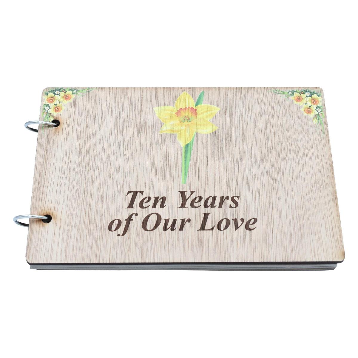 Colour Daffodil 'Ten Years Of Our Love' - Scrapbook, Photo album or Notebook Idea For 10th Anniversary