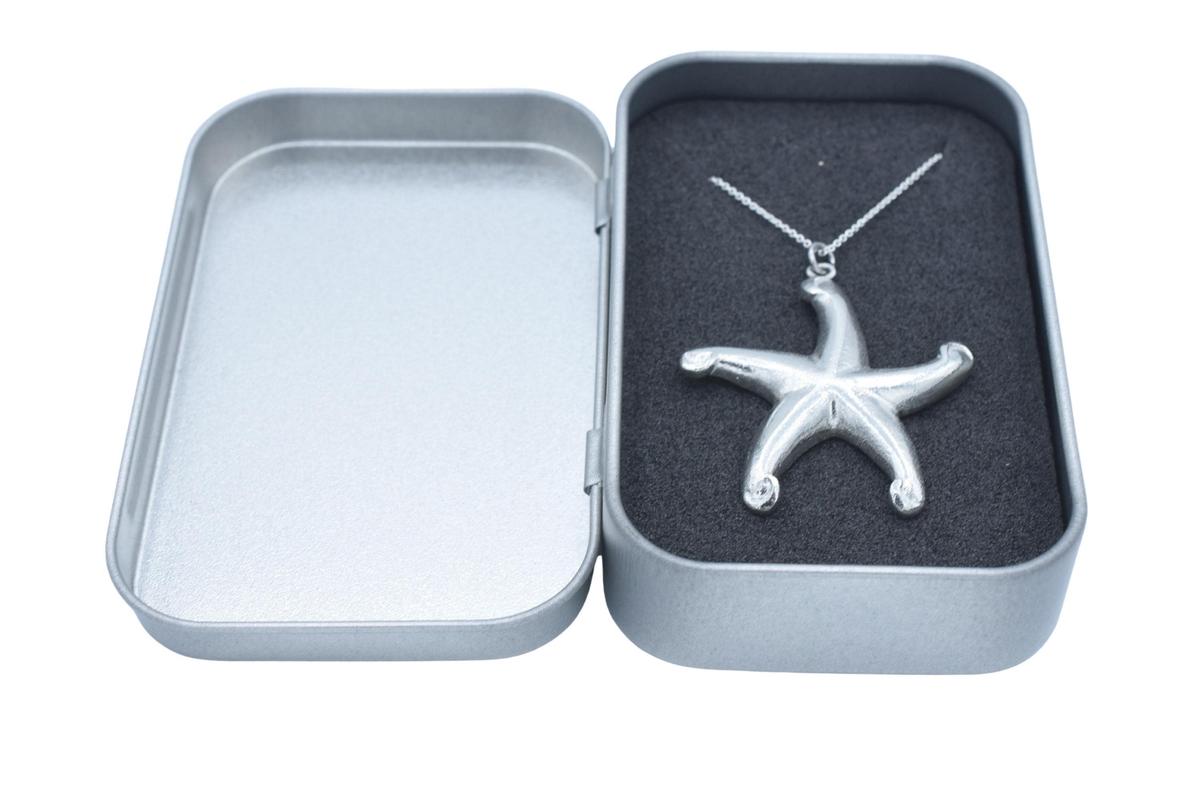 Tin Starfish Pendant/Necklace (Large) - 10th Wedding Anniversary. Birthday.