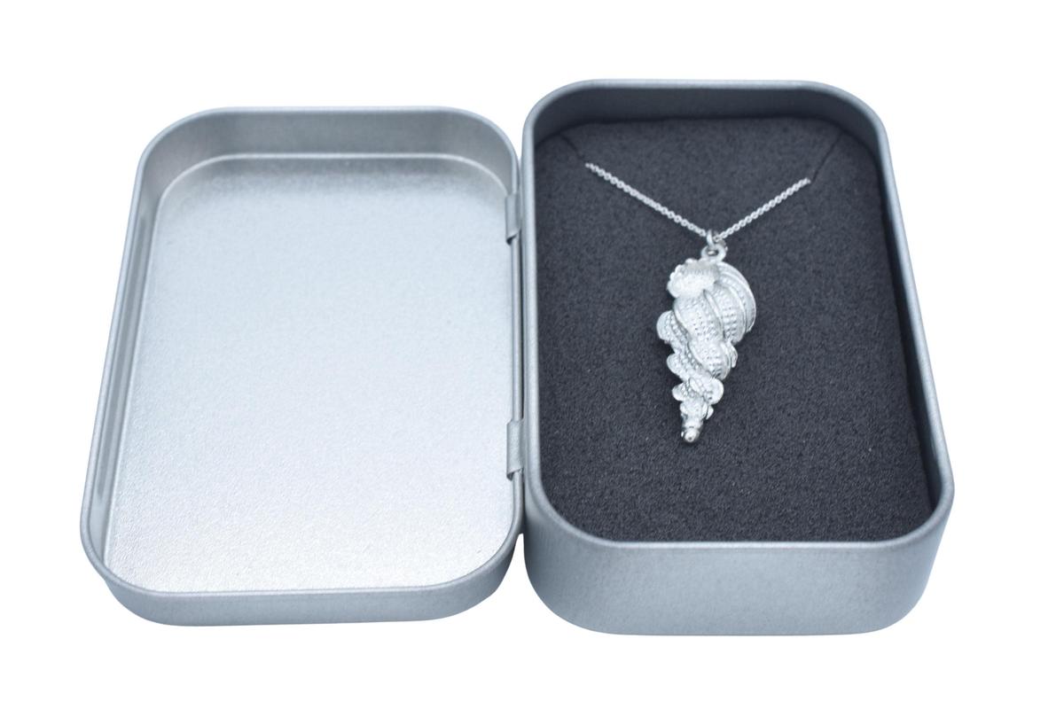 Tin Shell Pendant/Necklace - 10th Wedding Anniversary. Birthday.