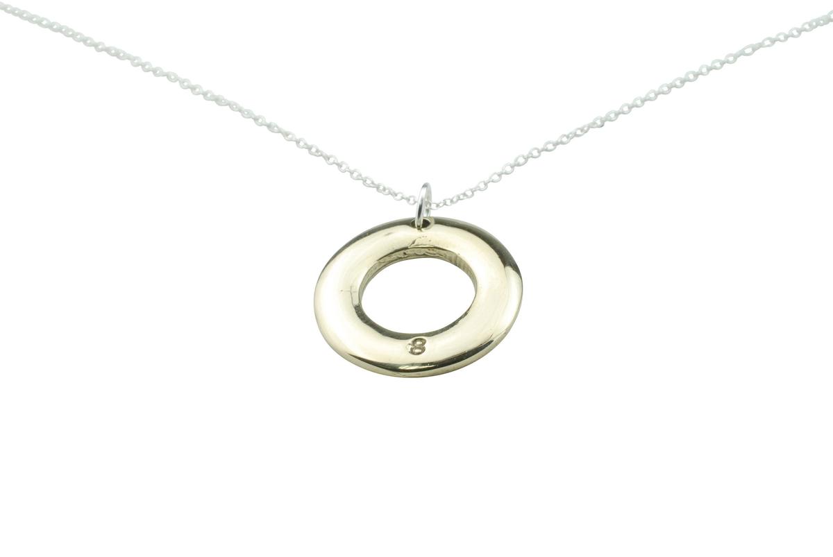 Bronze Hoop Pendant - Stamped 8 for the 8th Anniversary