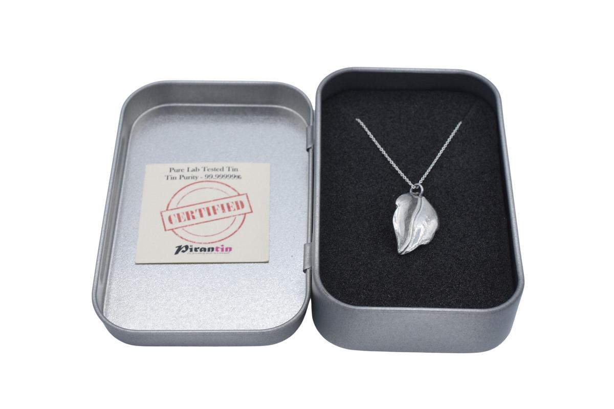 Tin Leaf Pendant/Necklace - 10th Wedding Anniversary. Birthday.