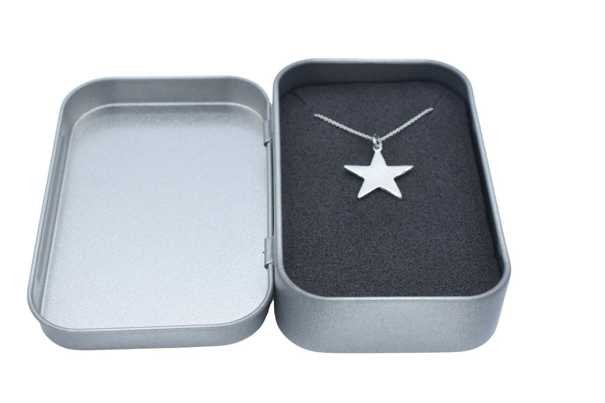 Tin Star Minimalist Necklace - 10th Wedding gift - Women's Pendant. Birthday Gift.