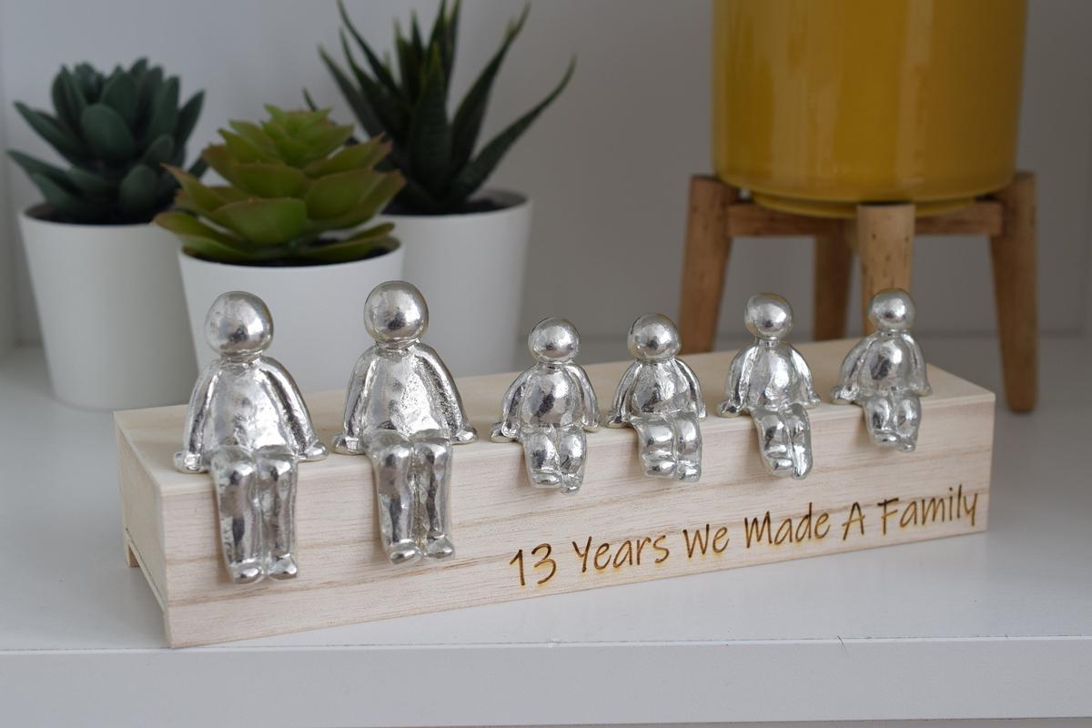 13 Years We Made a Family Sculpture Figurines - 13th Anniversary | Years 1 to 30 Available | Wooden Box Size & Grain Will Vary