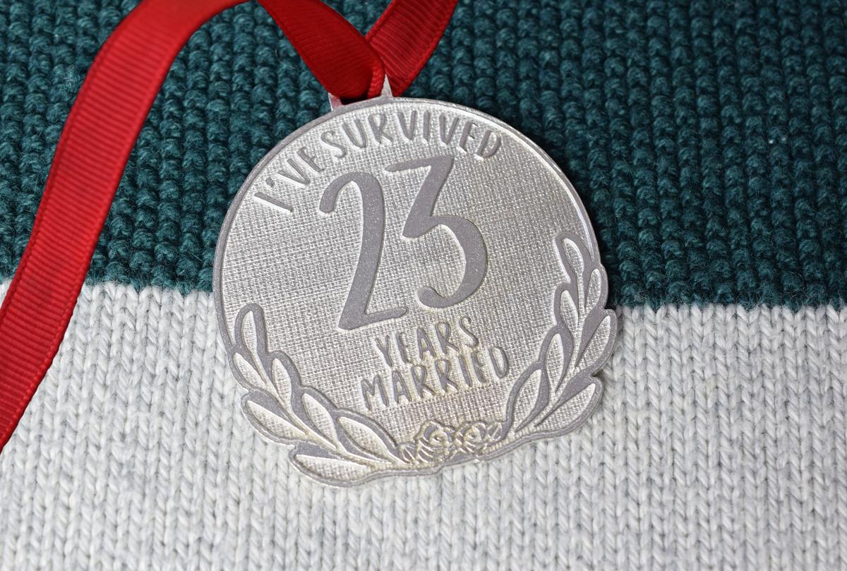 I've Survived 23 Years Married | Anniversary Medal with Sarcastic Phrase
