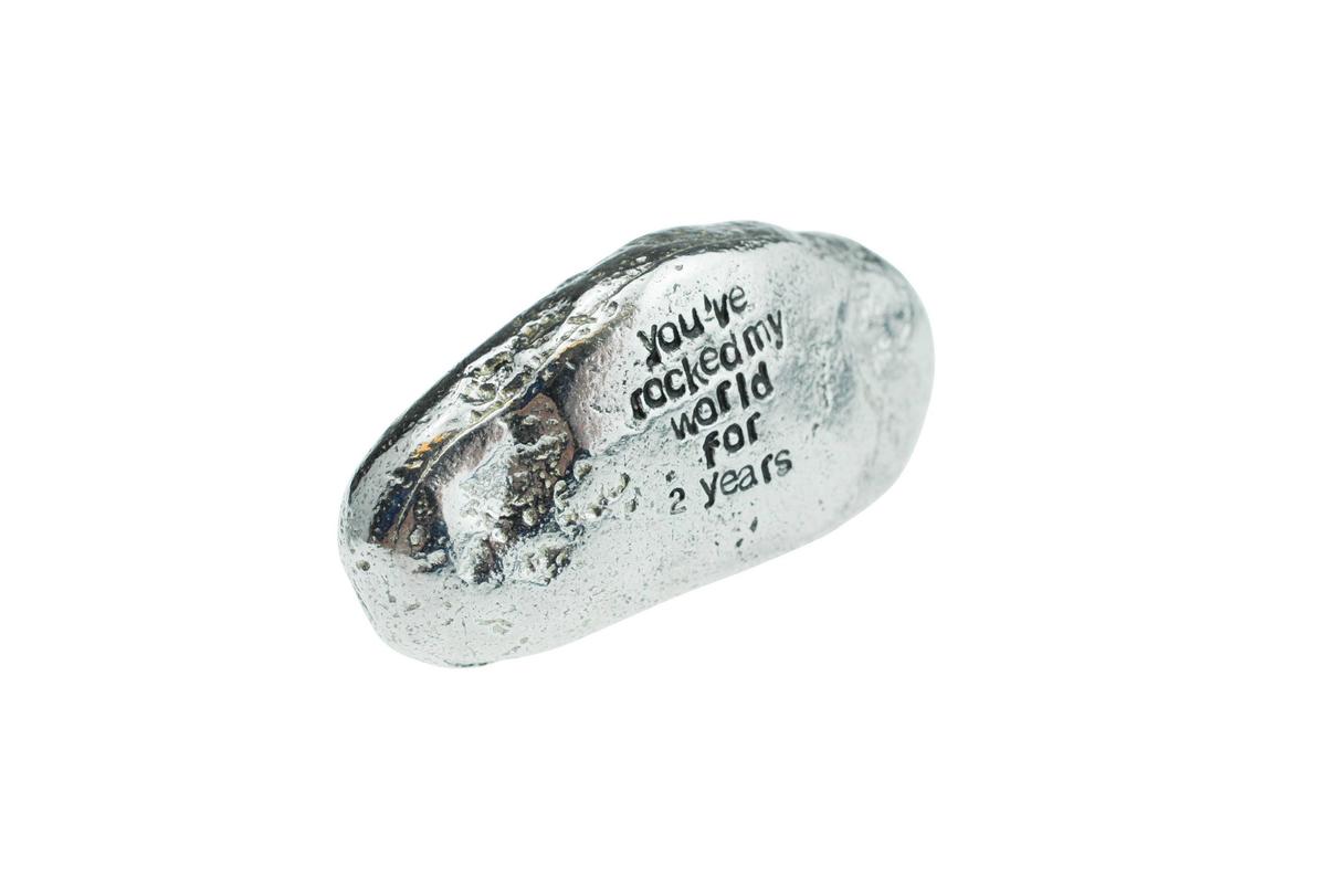 2 Year Anniversary Gift, You've Rocked My World For 2 Years - Solid Metal Heavy Casted Rock