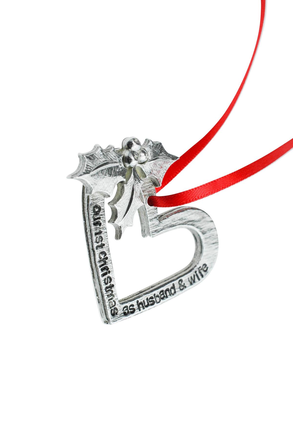 1 Year Anniversary Christmas Tree Ornament - Reads Our 1st Christmas as Husband & Wife
