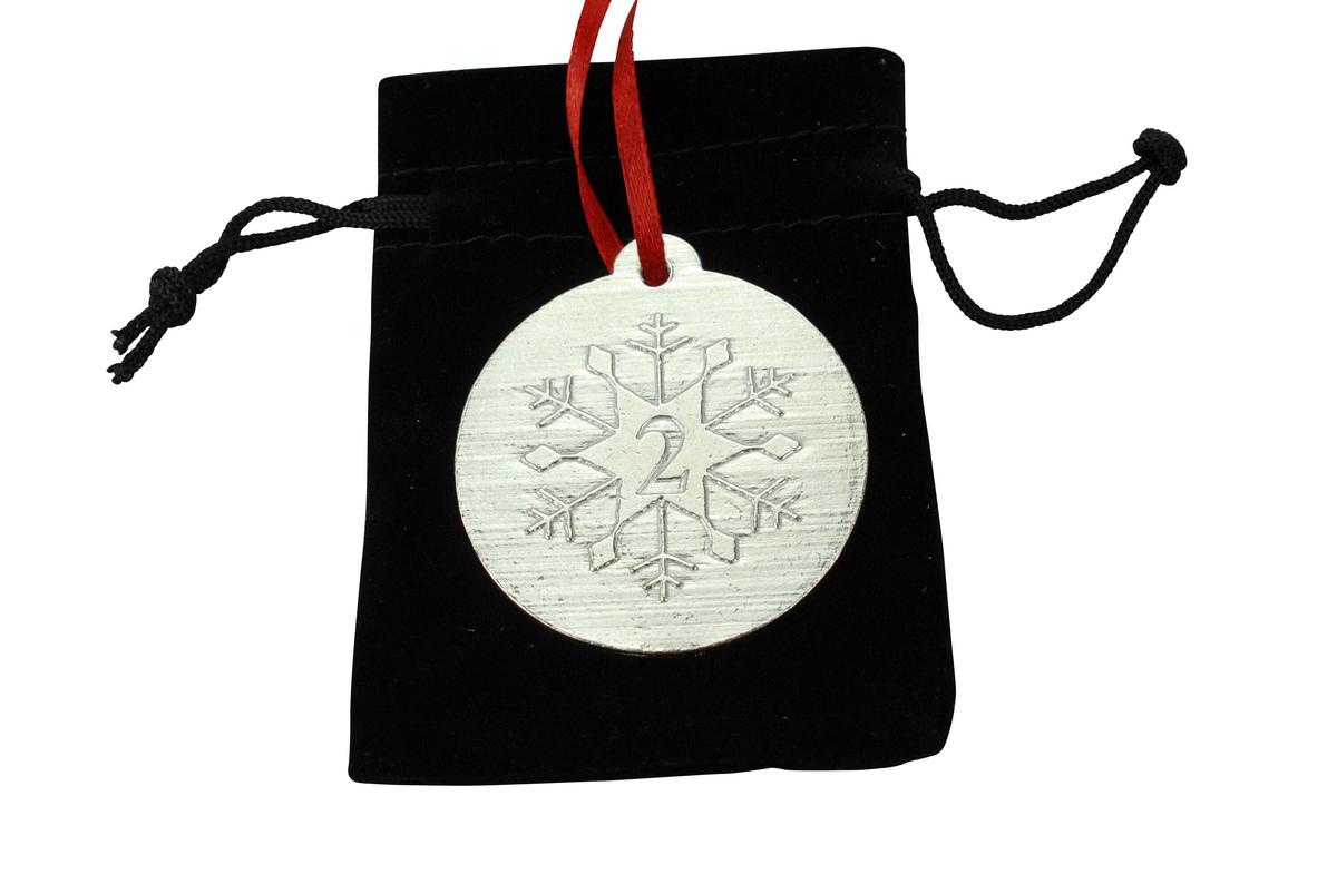 2nd Anniversary Christmas Tree Decoration Metal Snowflake Cotton Anniversary Gift Idea Personalised Ornament