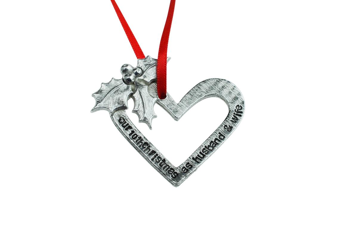 10 Year Anniversary Christmas Tree Ornament - Reads Our 10th Christmas as Husband & Wife