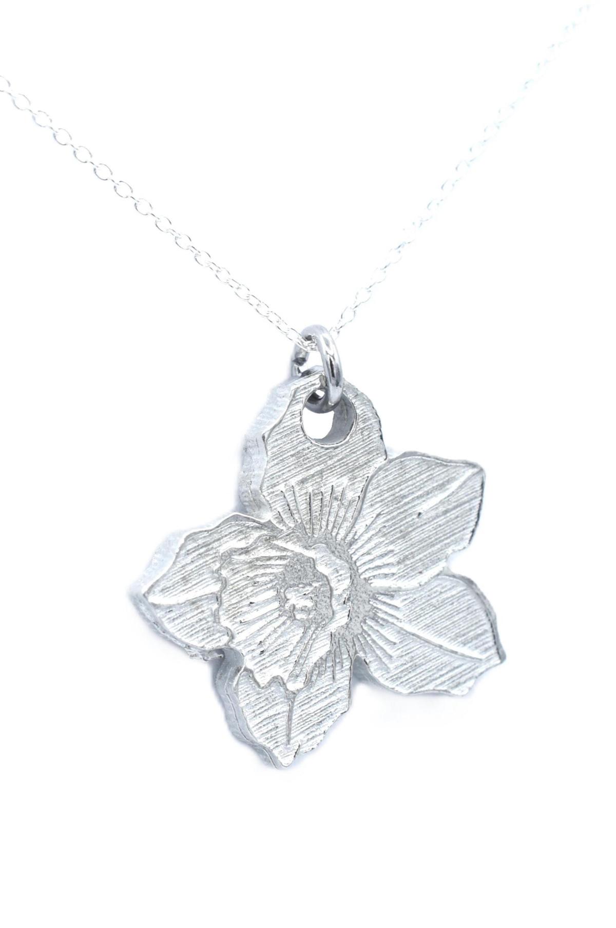 Tin 10th Wedding Anniversary Daffodil Pendant (made from pure tin content)