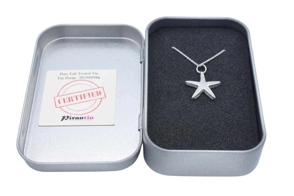 Tin Starfish Pendant/Necklace - 10th Wedding Anniversary. Birthday.