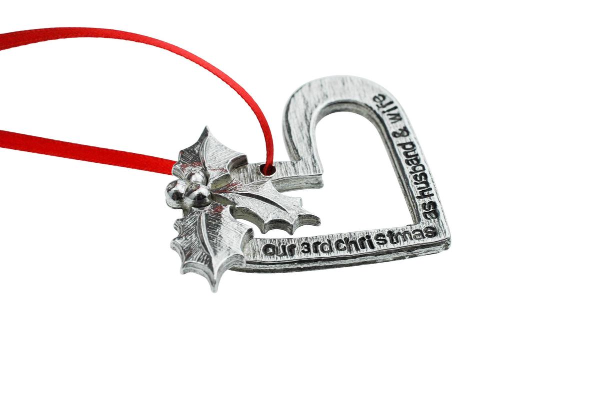 3 Year Anniversary Christmas Tree Ornament - Reads Our 3rd Christmas as Husband & Wife