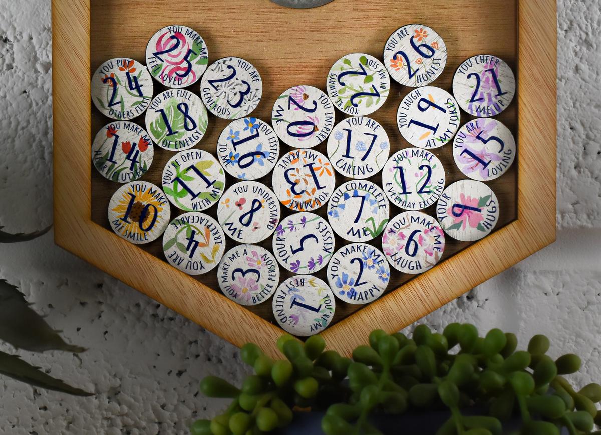 26th Anniversary 26 Reasons I Love You Wooden Wall Frame - Full Colour Love Tokens