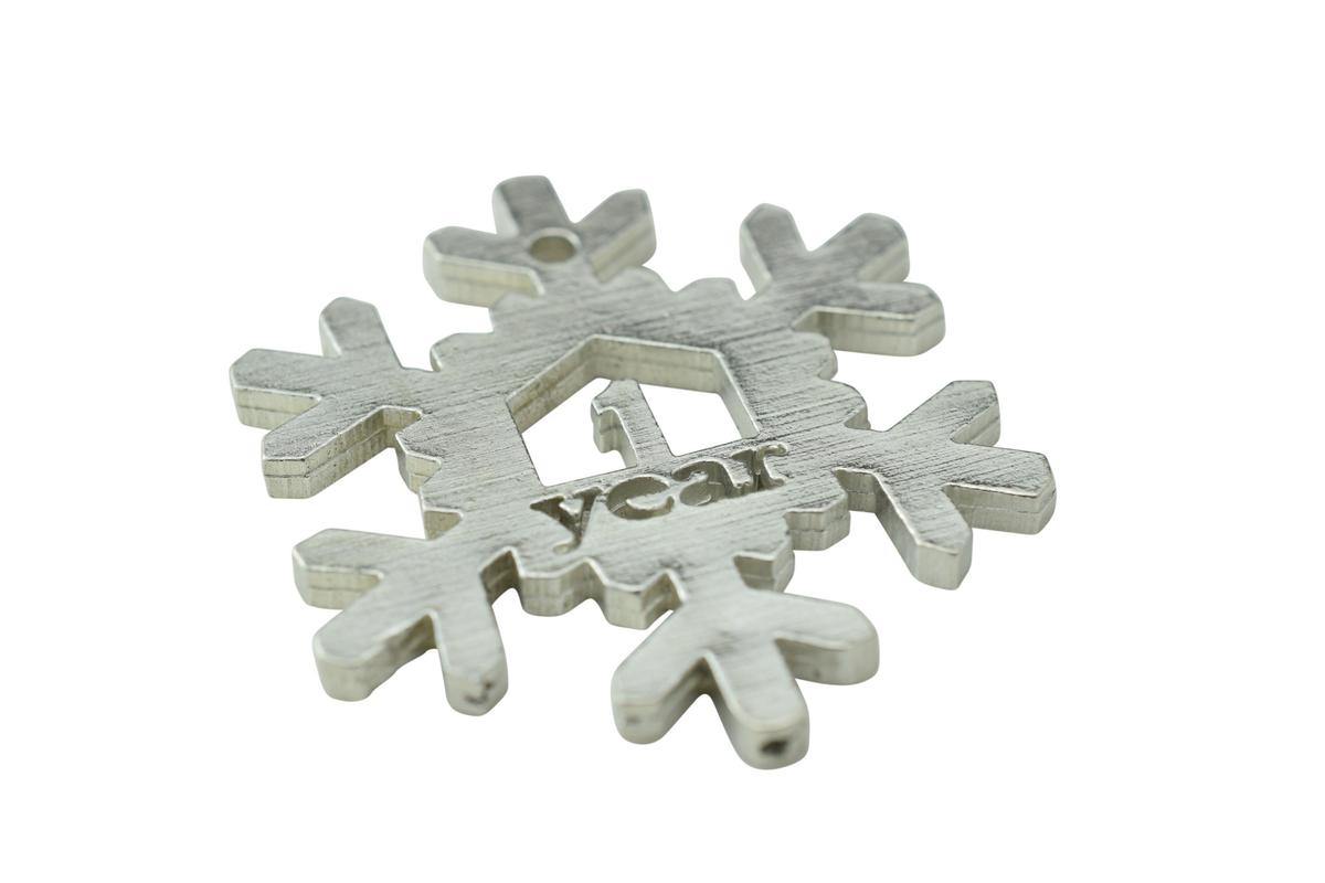 1 Year Cut Out Metal Snowflake Christmas Tree Hanging Decoration - 1st Wedding Anniversary