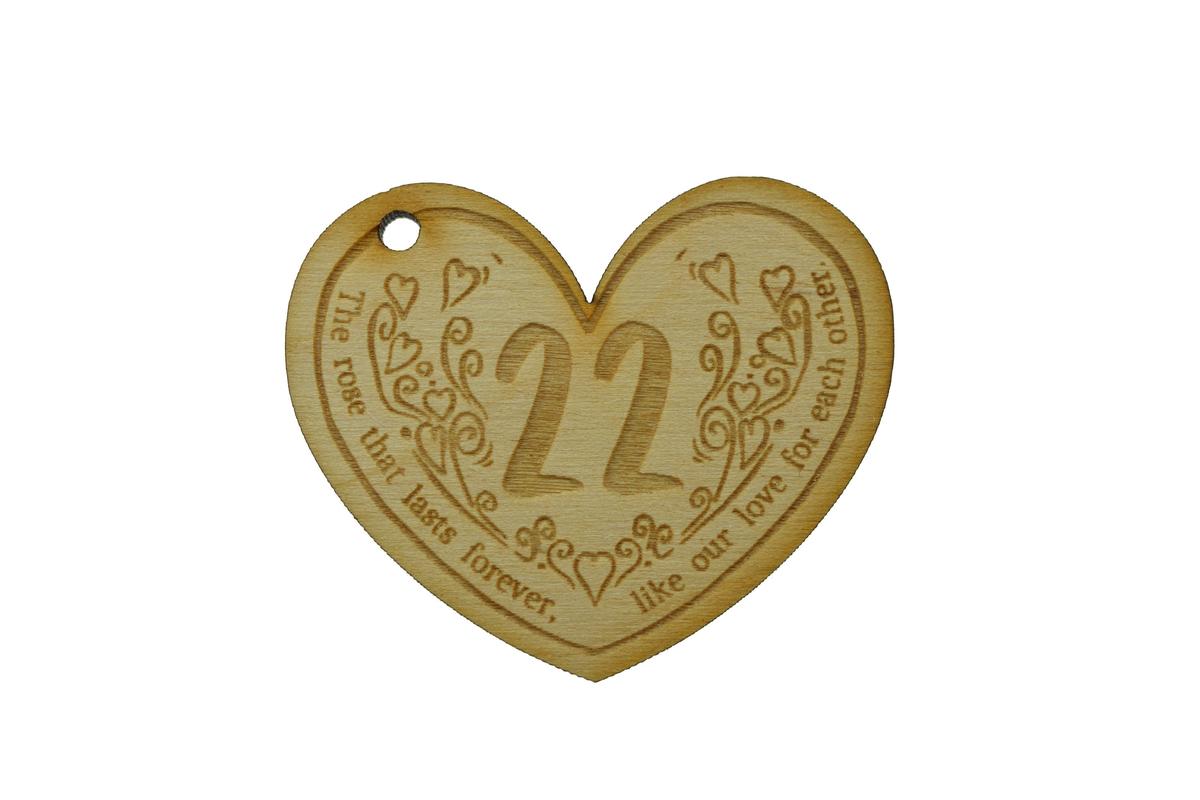 22nd Anniversary Forever Rose with Wooden Token