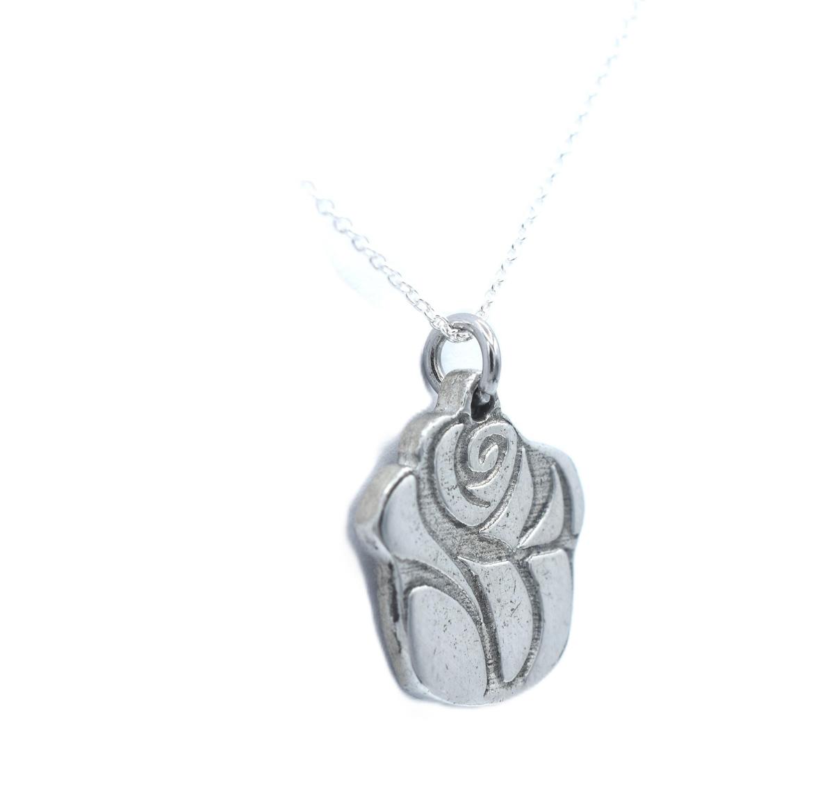 Tin Rose Design Pendant Necklace – 10th Anniversary Gift, Pure Tin