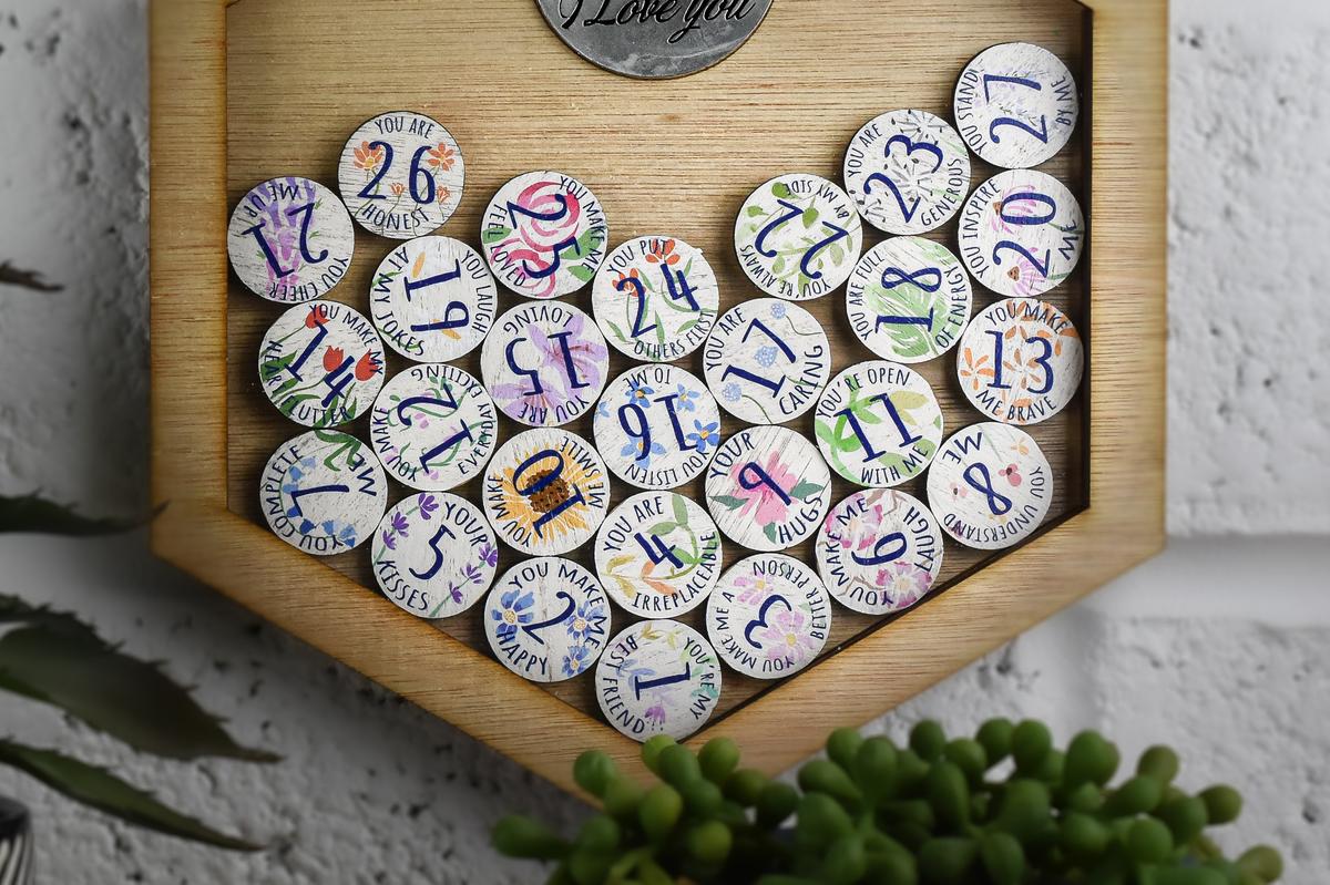 27th Anniversary 27 Reasons I Love You Wooden Wall Frame - Full Colour Love Tokens