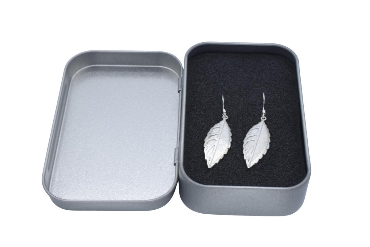 Tin Leaf Design Earrings - Anniversary or Birthday Gift