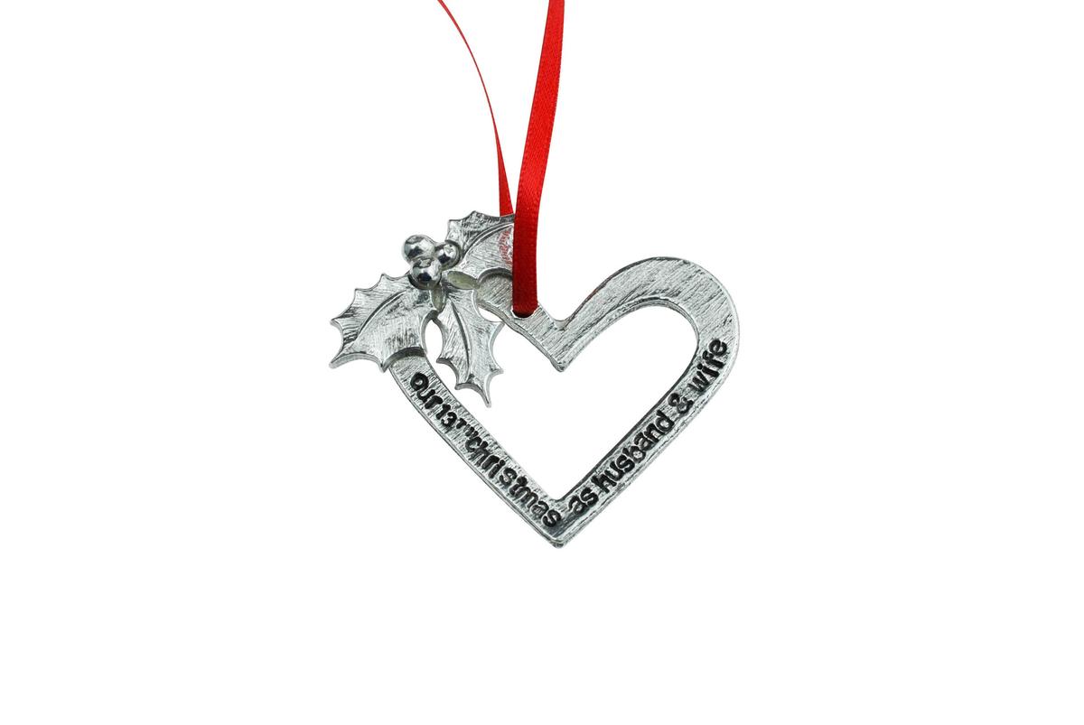 13 Year Anniversary Christmas Tree Ornament - Reads Our 13th Christmas as Husband & Wife