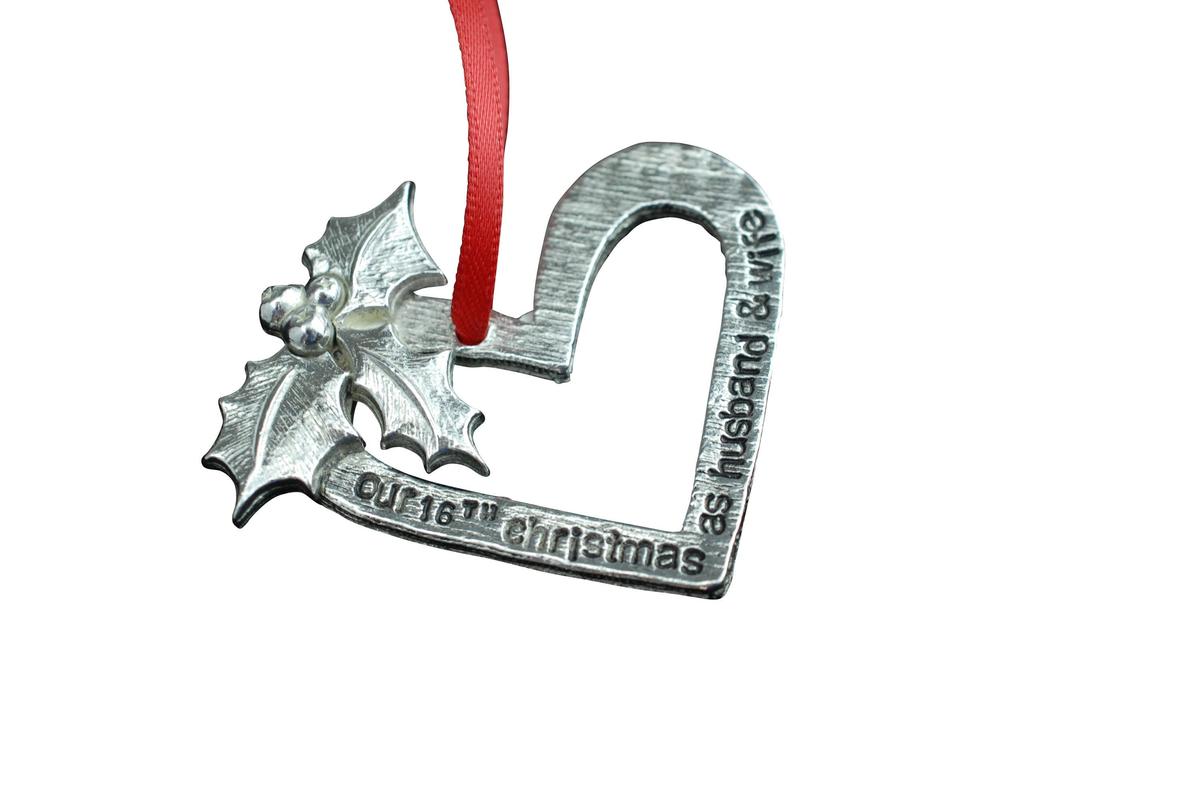 16 Year Anniversary Christmas Tree Ornament - Reads Our 16th Christmas as Husband & Wife