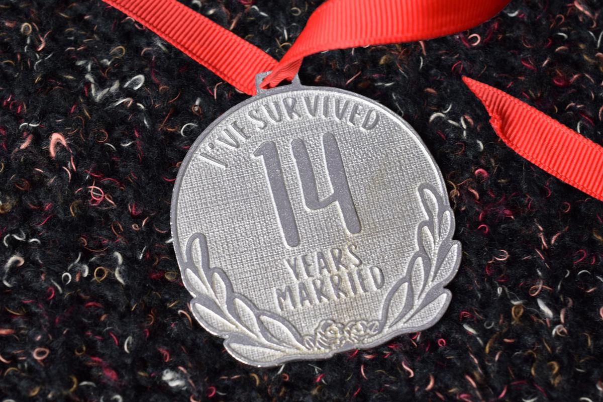 I've Survived 14 Years Married | Anniversary Medal with Sarcastic Phrase
