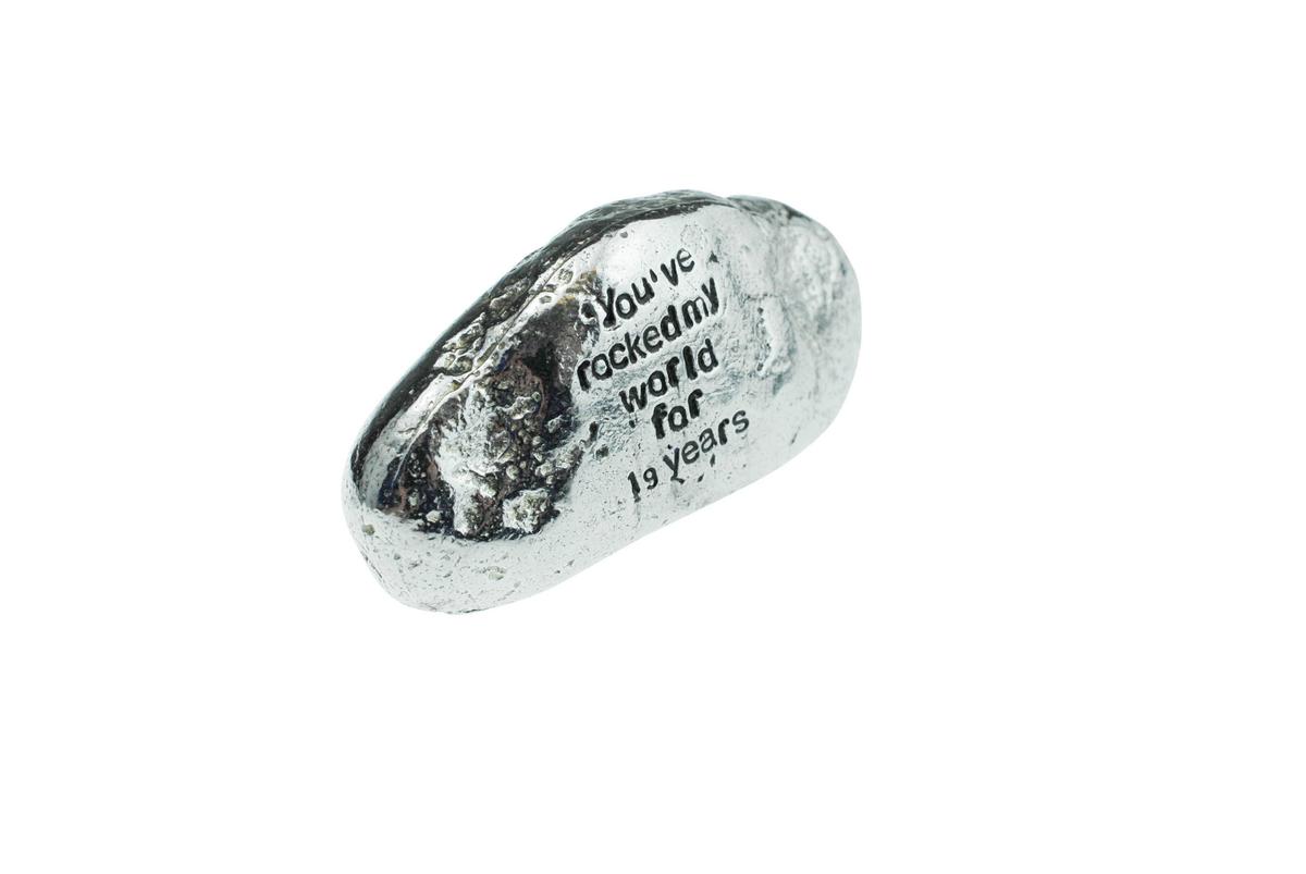 19 Year Anniversary Gift, You've Rocked My World For 19 Years - Solid Metal Heavy Casted Rock