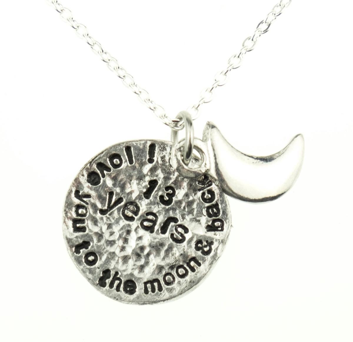 13th Anniversary Gift for Wife | 'I Love You To The Moon & Back' Necklace | 13 Year Wedding Anniversary Pendant, Handmade UK