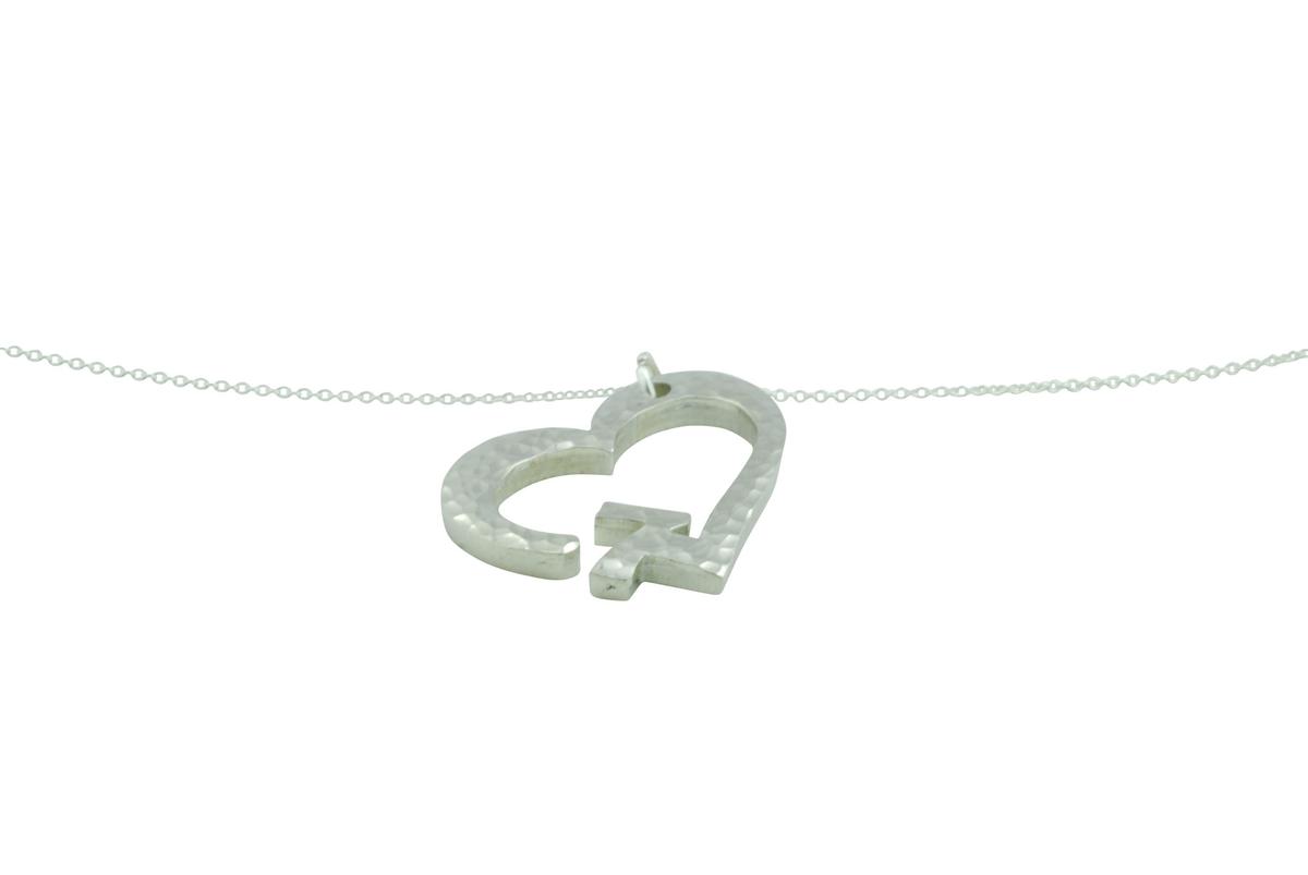 7th Anniversary Beaten Heart Pendant with Sterling Silver Chain
