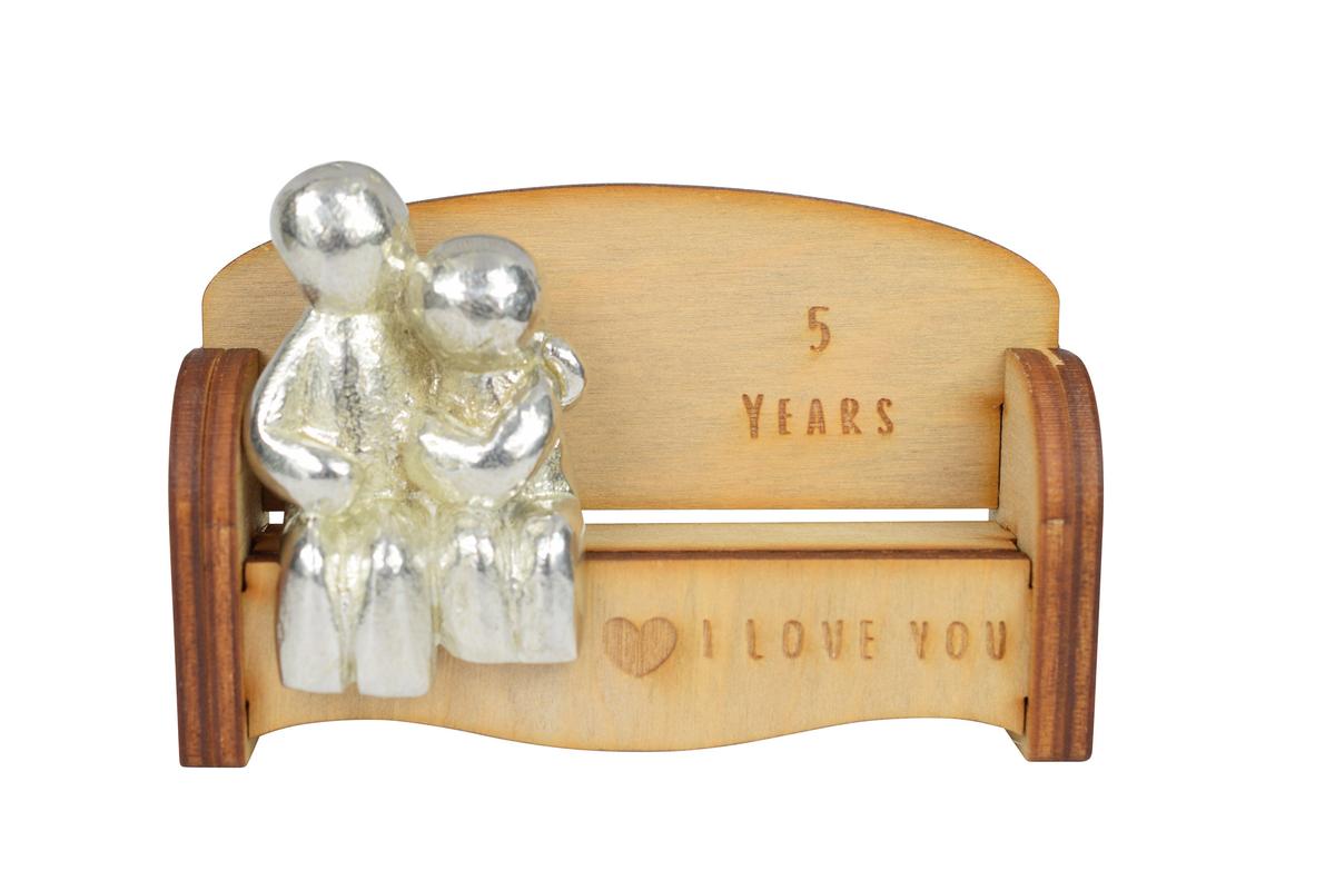 Cuddling Couple Wooden Sofa - 5 Year Anniversary Gift