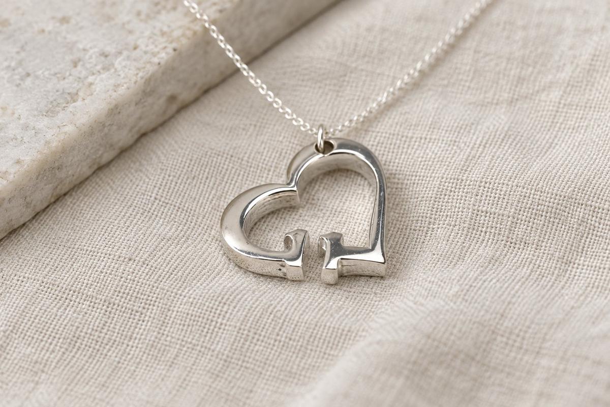 11th Anniversary Gift for Wife | Steel Heart Pendant on Sterling Silver Chain | 11 Year Wedding Anniversary Necklace, Handmade UK