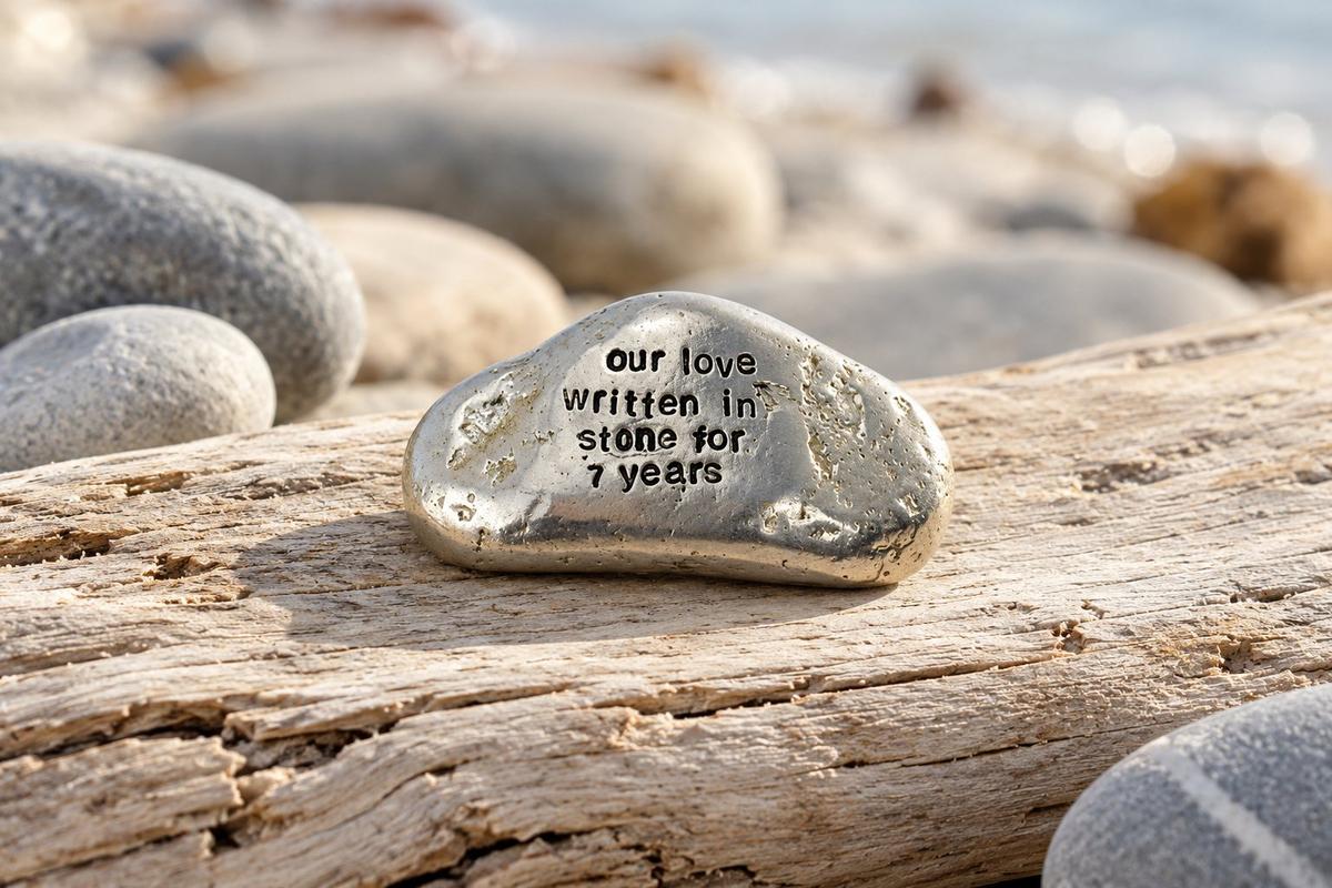 Our Love Written in Stone for 7 Year - Quality Tin Rock for your Anniversary
