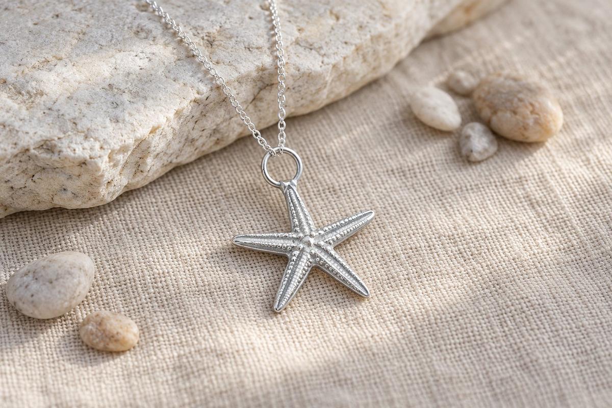 Tin Starfish Pendant/Necklace - 10th Wedding Anniversary. Birthday.