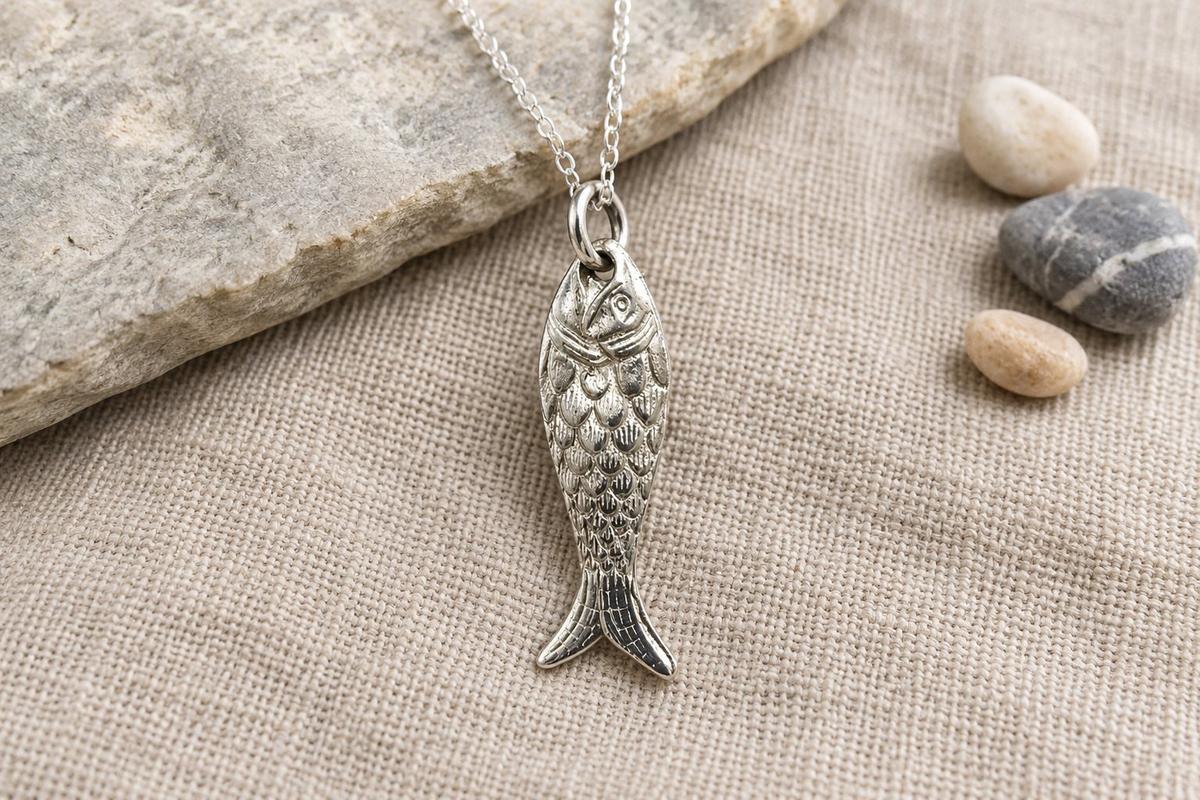 Tin Fish Pendant/Necklace - 10th Wedding Anniversary. Birthday.