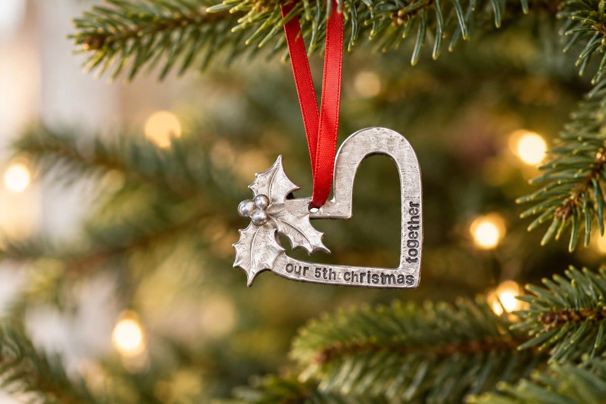 5th Anniversary Christmas Tree Ornament - Reads Our 5th Christmas Together