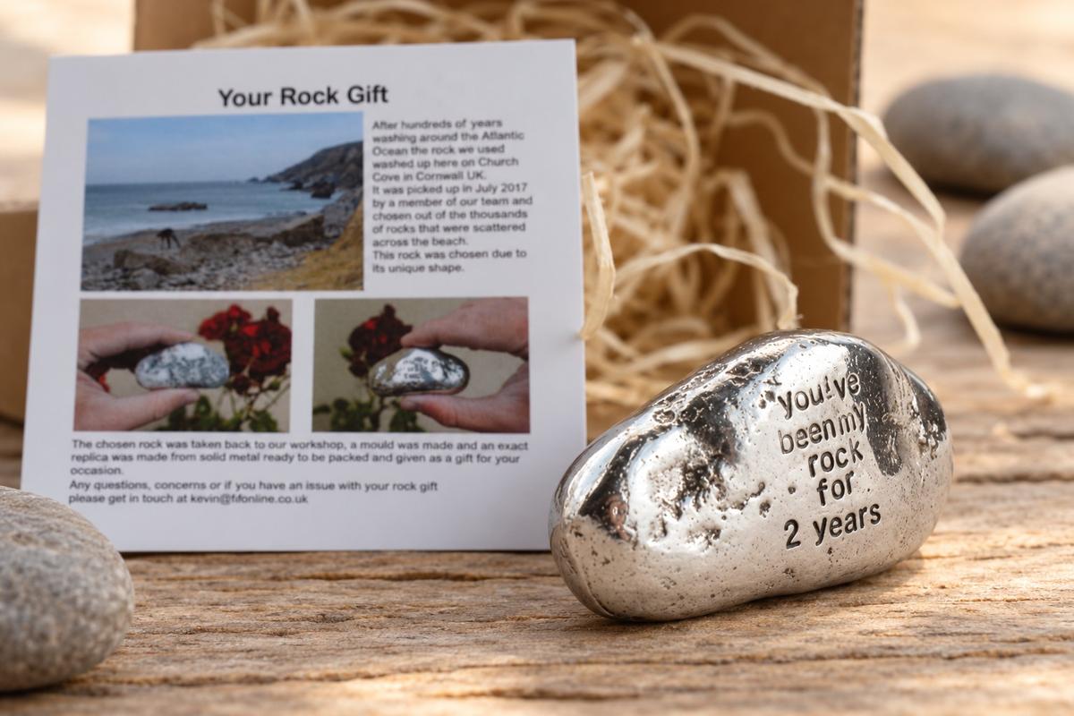 2nd Anniversary Gifts For Men Ornament - You've Been My Rock For 2 Years - Solid Metal Heavy Rock