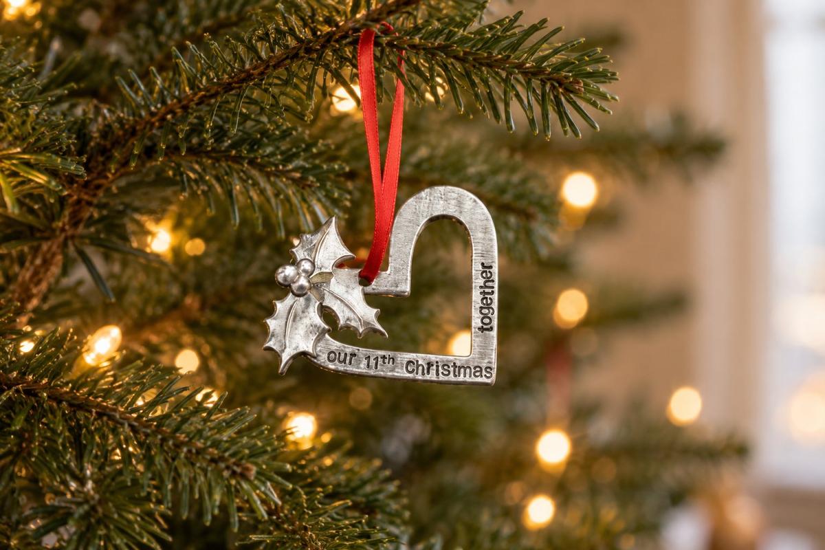 11th Anniversary Christmas Tree Ornament - Reads Our 11th Christmas Together