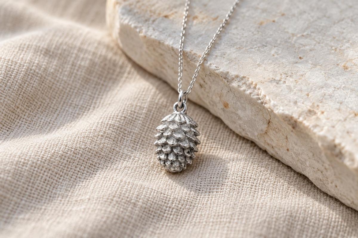 Tin Pinecone Pendant/Necklace - 10th Wedding Anniversary. Birthday.