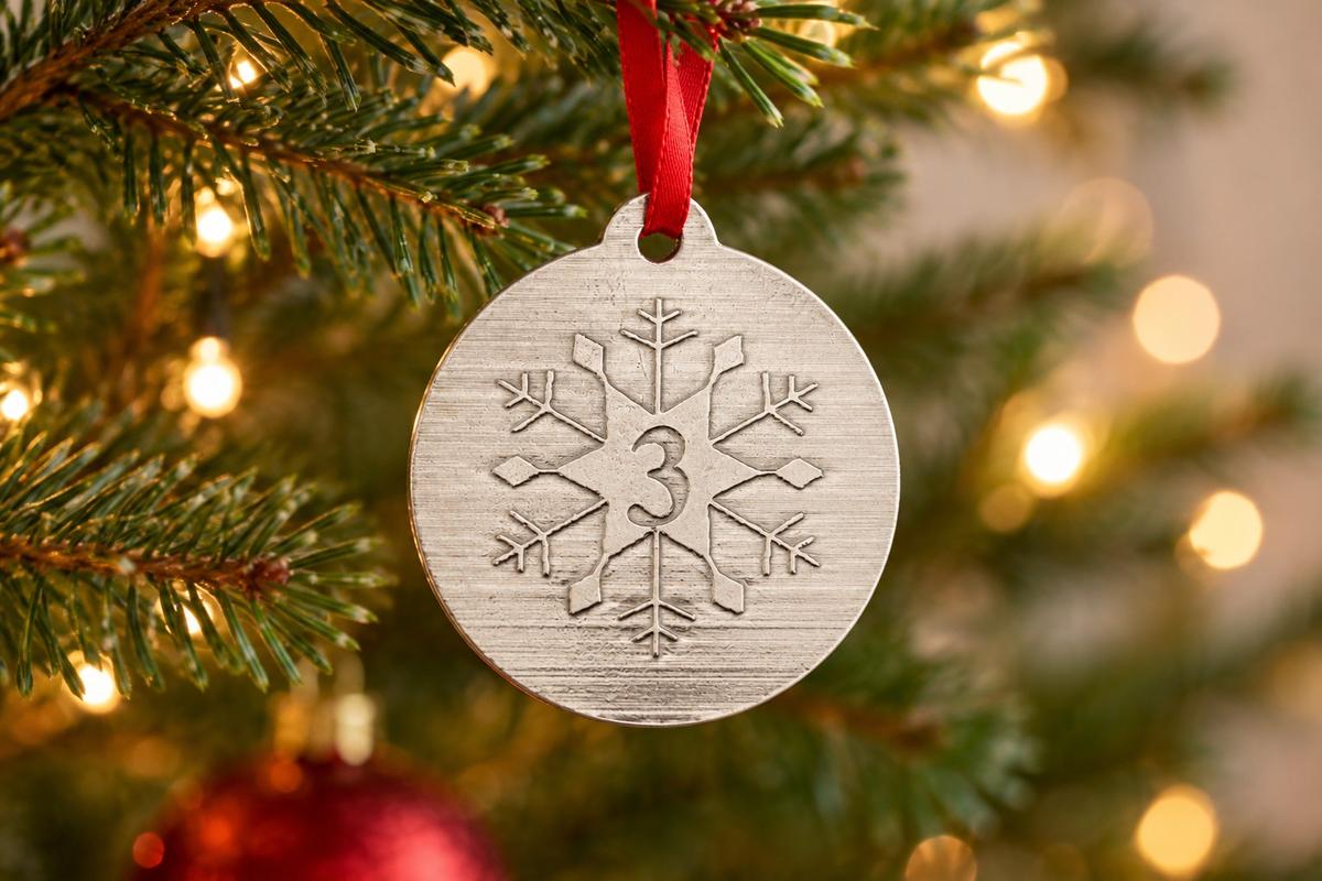 3rd Christmas Snowflake Metal Decoration - 3rd Anniversary Idea