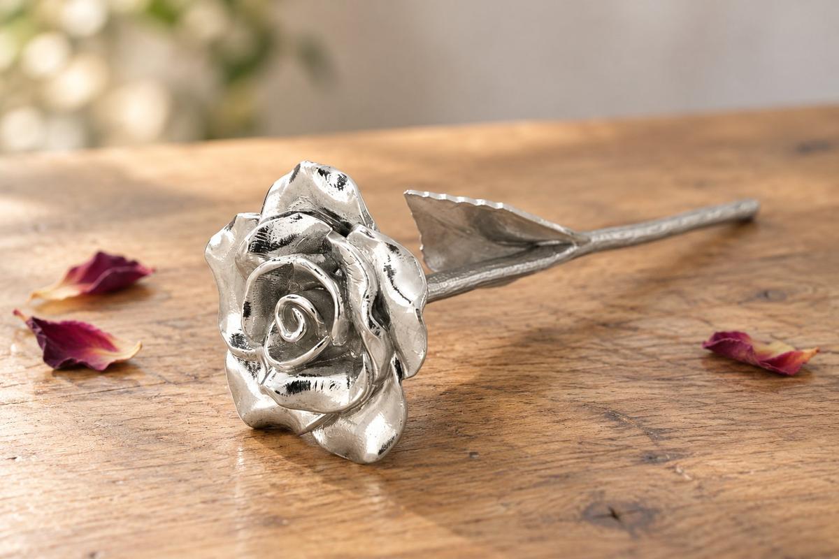 8th Anniversary Cast Metal Rose - Everlasting Love Gift