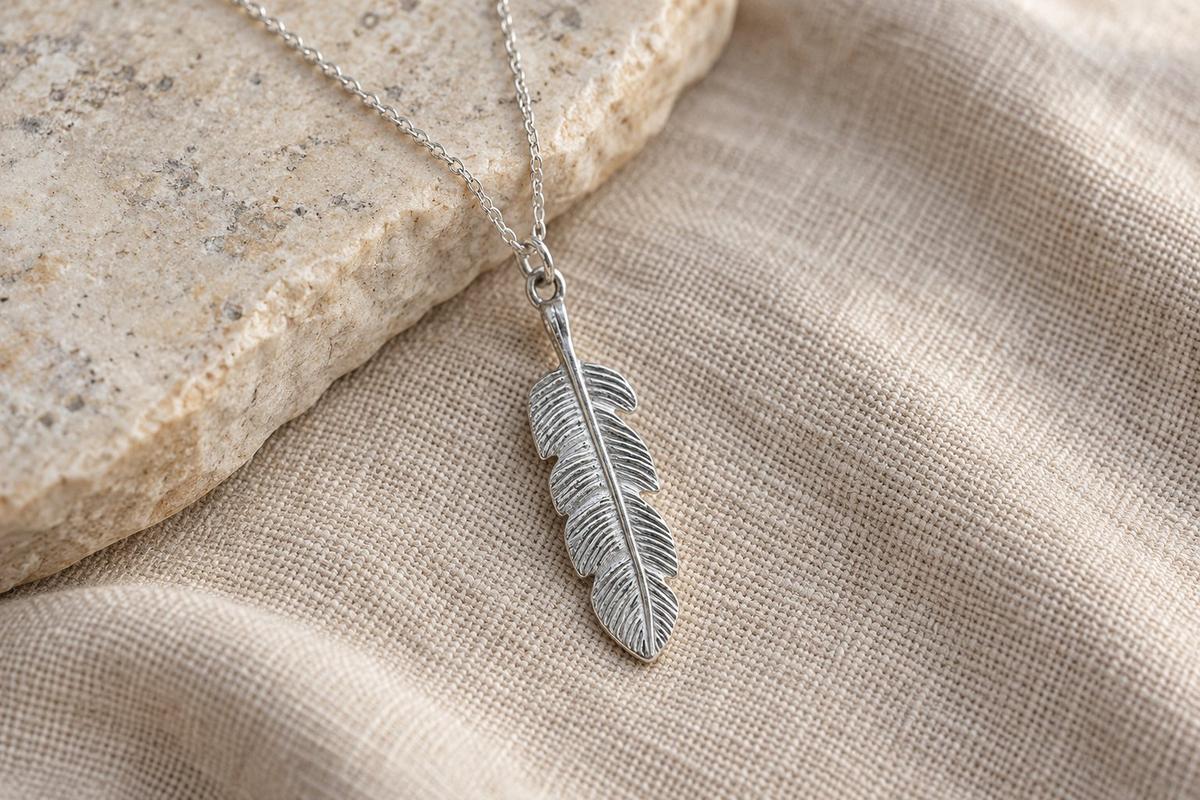 Tin Feather Pendant/Necklace - 10th Wedding Anniversary. Birthday.