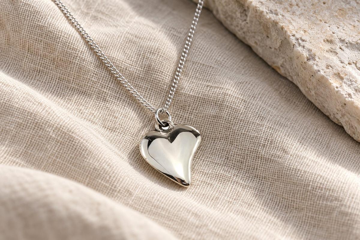 Bronze Off-shaped 8th Year Anniversary Solid Bronze Heart Necklace
