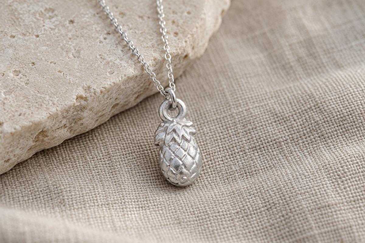 Tin pineapple Pendant/Necklace - 10th Wedding Anniversary. Birthday.