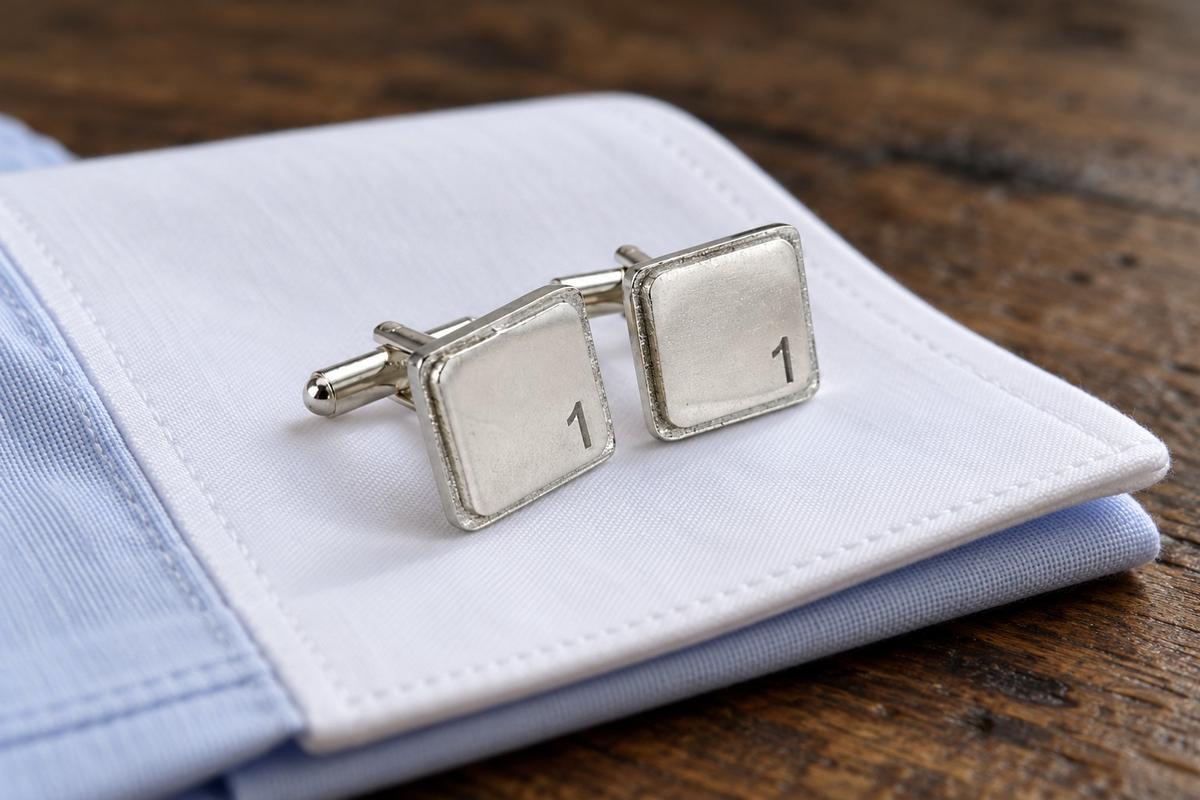 Polished Square Tin Cufflinks with '1' Engraved - 1st Anniversary