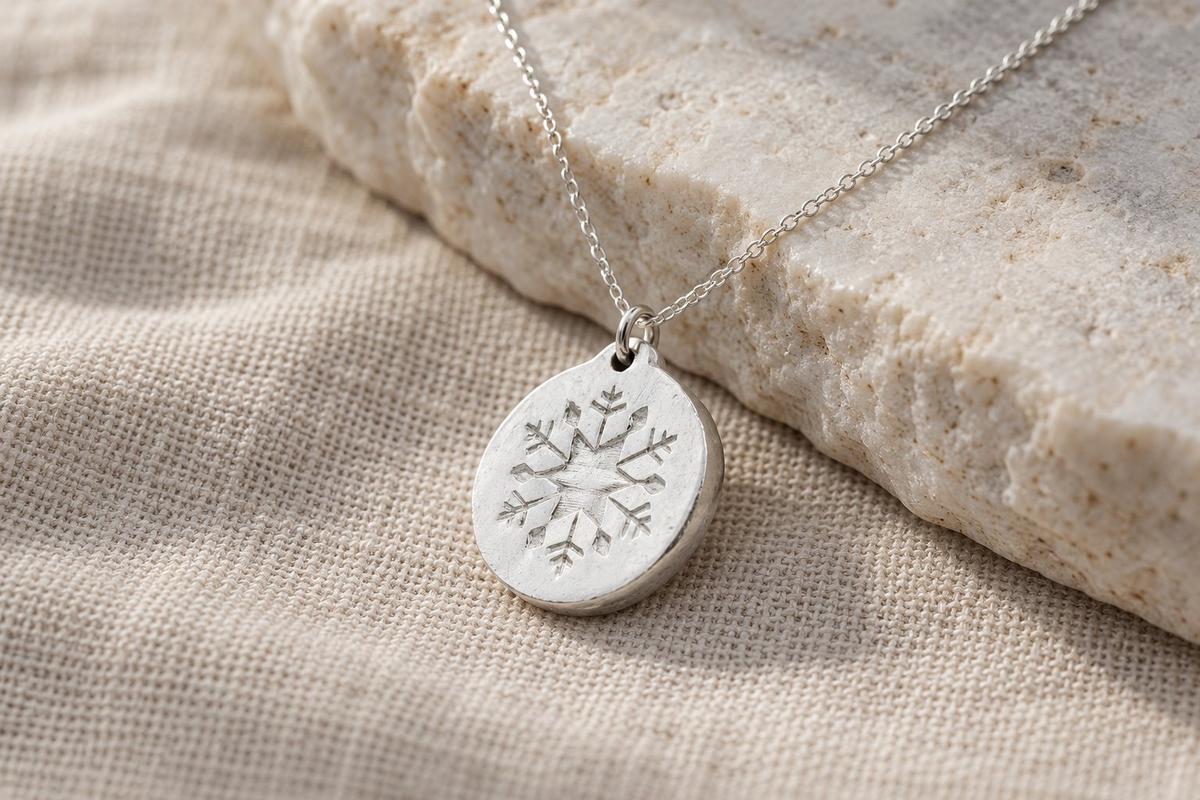 Tin Snowflake Star Minimalist Necklace - 10th Wedding gift - Women's Pendant. Birthday Gift.