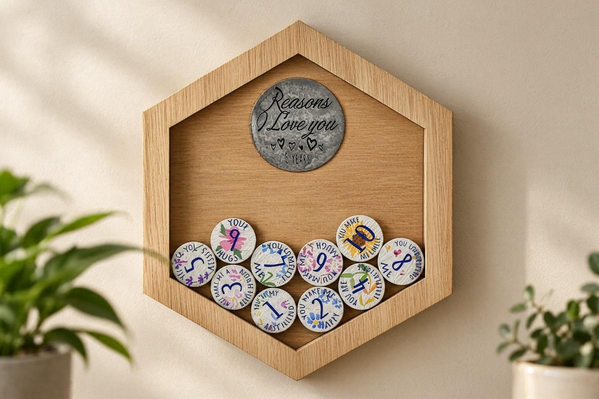 Reasons I Love You 3rd Anniversary Wall Frame and Full Colour Love Tokens