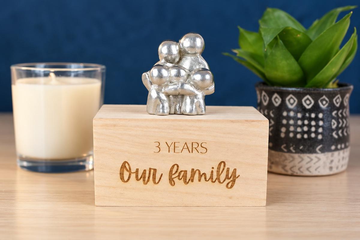 3 Years Our Little Hugging Family | 3rd Anniversary Gift - Choose Your Own Family Combination | Part of the We Made a Family Range