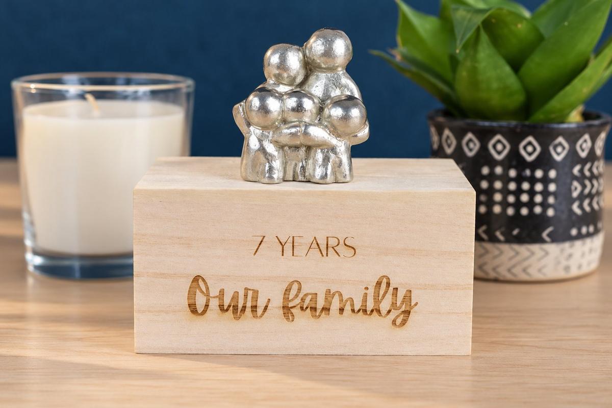 7 Years Our Little Hugging Family | 7th Anniversary Gift - Choose Your Own Family Combination | Part of the We Made a Family Range